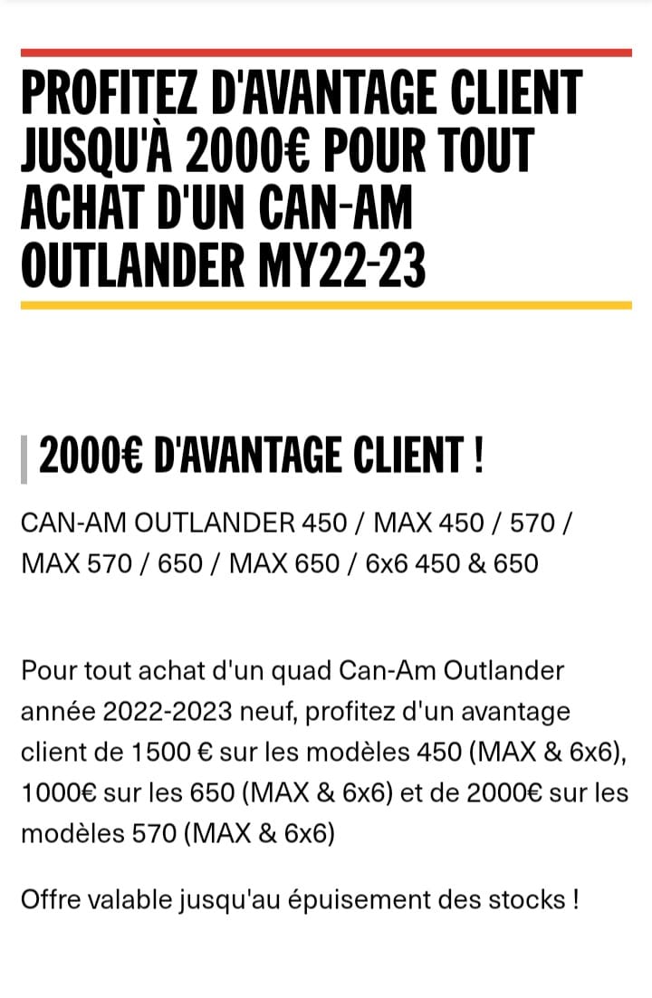 Promotion Can-Am Outlander 2022-2023
